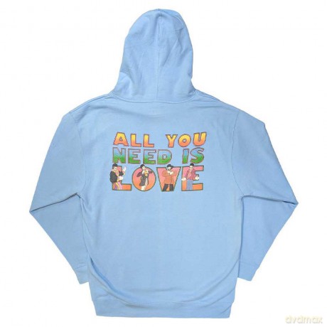 The Beatles: Unisex Pullover Hoodie: All You Need Is Love (Light Blue) (Back Print) (Small)
