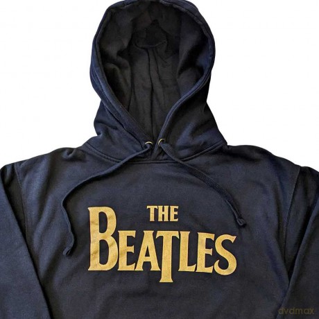 The Beatles: Unisex Pullover Hoodie: Gold Drop T Logo (Navy Blue) (Large)