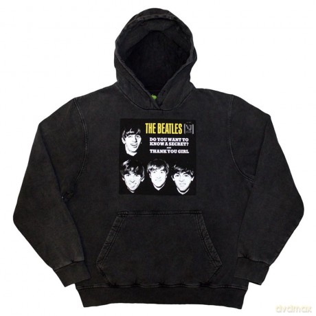 The Beatles: Unisex Stone Wash Pullover Hoodie: VJ Secret Sleeve (Charcoal Grey) (Large)