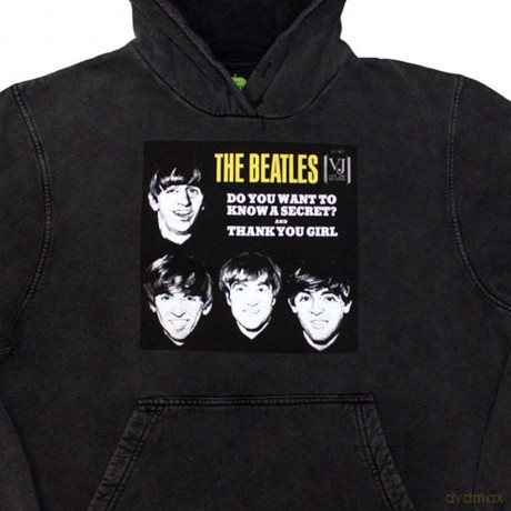 The Beatles: Unisex Stone Wash Pullover Hoodie: VJ Secret Sleeve (Charcoal Grey) (Large)