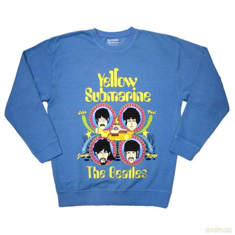 The Beatles: Unisex Sweatshirt: Yellow Submarine Heads In Circles (Blue) (Small)