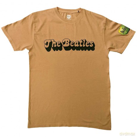 The Beatles: Unisex T-Shirt: 70s Logo (Sand) (Sleeve Print) (Large)