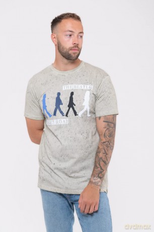 The Beatles: Unisex T-Shirt: Abbey Road Colours (Grey) (Wash Collection) (Large)