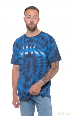 The Beatles: Unisex T-Shirt: Abbey Road Crossing Gradient (Blue) (Wash Collection) (Large)