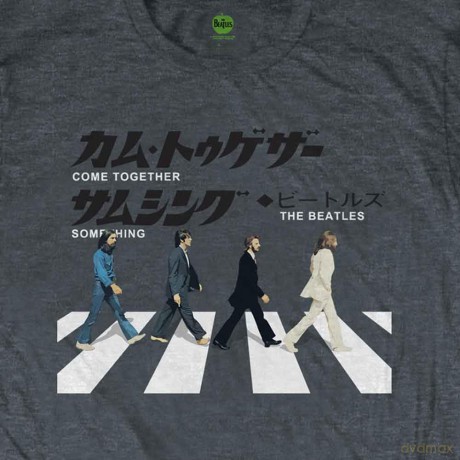 The Beatles: Unisex T-Shirt: Abbey Road Japanese (Heather Grey) (Large)