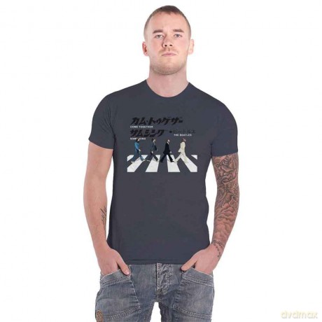 The Beatles: Unisex T-Shirt: Abbey Road Japanese (Heather Grey) (Medium)