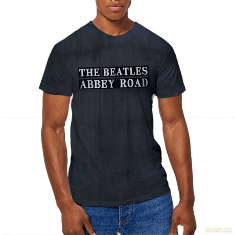 The Beatles: Unisex T-Shirt: Abbey Road Sign (Dip-Dye On Black) (Wash Collection) (XX-Large)