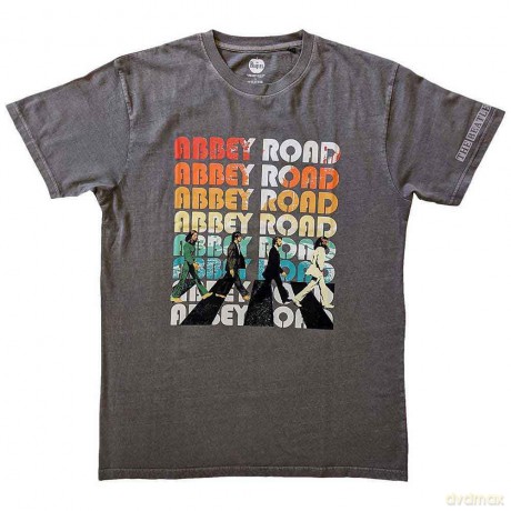 The Beatles: Unisex T-Shirt: Abbey Stacked (Charcoal Grey) (Sleeve Print) (Small)