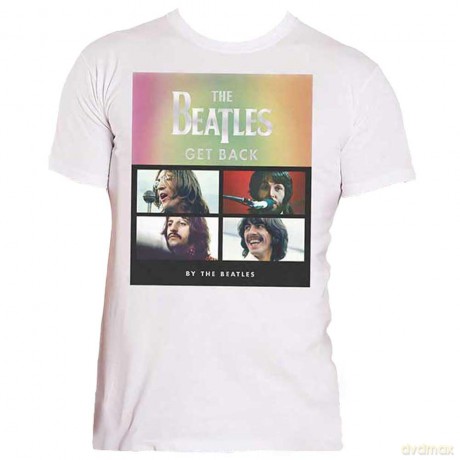 The Beatles: Unisex T-Shirt: Album Faces Gradient Silver Printing (White) (Embellished) (Small)