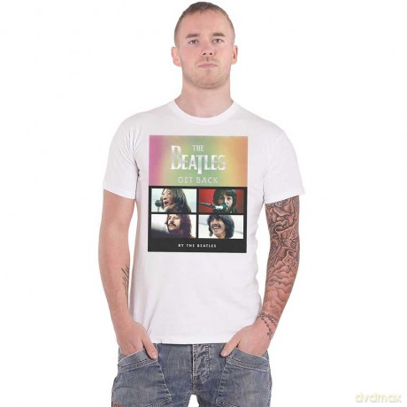 The Beatles: Unisex T-Shirt: Album Faces Gradient Silver Printing (White) (Embellished) (X-Large)