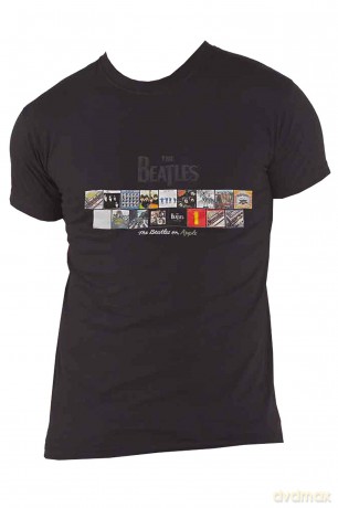 The Beatles: Unisex T-Shirt: Albums on Apple (Black) (Puff Print) (Small)