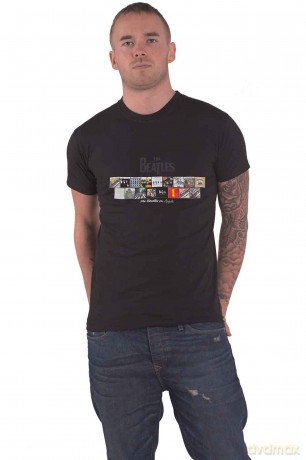 The Beatles: Unisex T-Shirt: Albums on Apple (Black) (Puff Print) (XX-Large)
