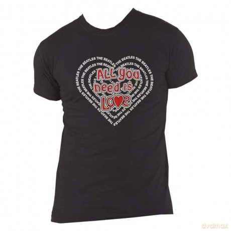 The Beatles: Unisex T-Shirt: All You Need Is Love Heart (Black) (Small)