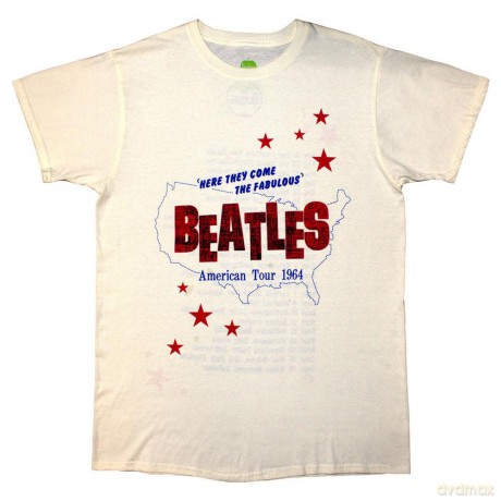 The Beatles: Unisex T-Shirt: American Tour '64 (Natural) (Back Print) (X-Large)