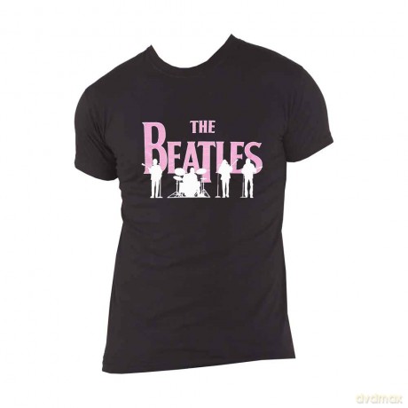 The Beatles: Unisex T-Shirt: Band Silhouettes (Black) (Puff Print) (Large)