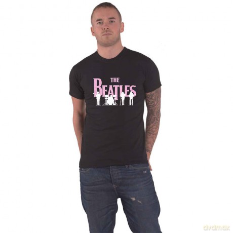 The Beatles: Unisex T-Shirt: Band Silhouettes (Black) (Puff Print) (Medium)