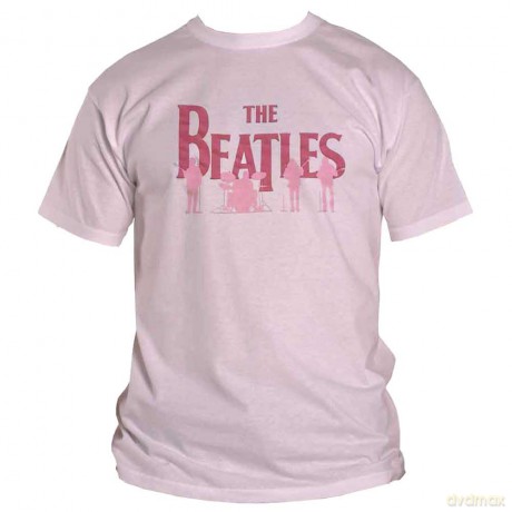 The Beatles: Unisex T-Shirt: Band Silhouettes (White) (Puff Print) (Medium)