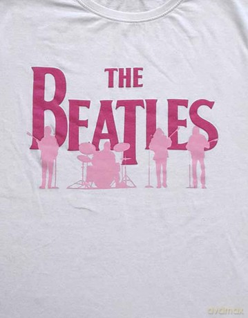 The Beatles: Unisex T-Shirt: Band Silhouettes (White) (Puff Print) (XX-Large)