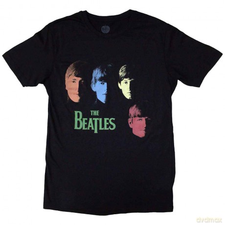 The Beatles: Unisex T-Shirt: Colour Faces (Black) (Large)
