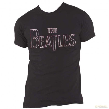 The Beatles: Unisex T-Shirt: Drop T Embroidered (Black) (Embellished) (Medium)