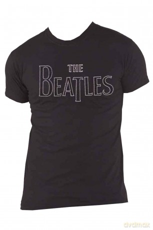 The Beatles: Unisex T-Shirt: Drop T Embroidered (Black) (Embellished) (Small)