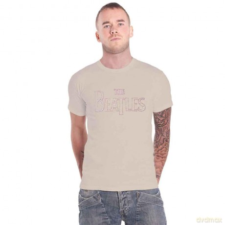 The Beatles: Unisex T-Shirt: Drop T Embroidered (Sand) (Embellished) (Small)