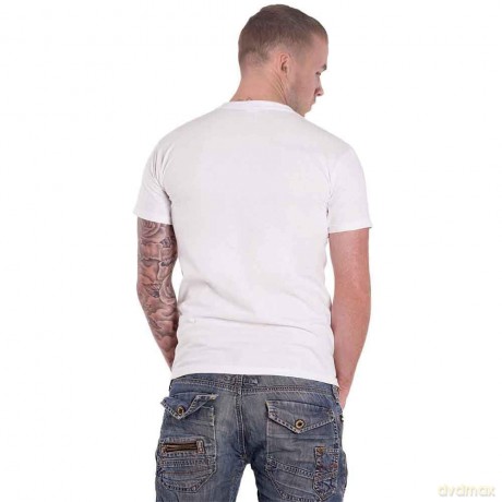 The Beatles: Unisex T-Shirt: Drop T Embroidered (White) (Embellished) (Large)