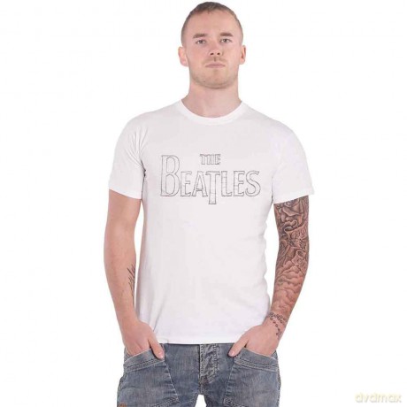 The Beatles: Unisex T-Shirt: Drop T Embroidered (White) (Embellished) (Medium)
