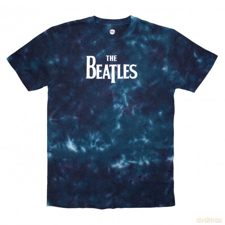 The Beatles: Unisex T-Shirt: Drop T Logo (Blue) (Wash Collection) (Large)