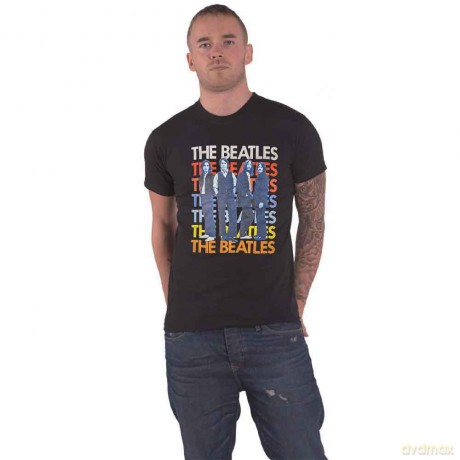 The Beatles: Unisex T-Shirt: Iconic Multicolour (Black) (Small)