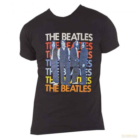 The Beatles: Unisex T-Shirt: Iconic Multicolour (Black) (Small)