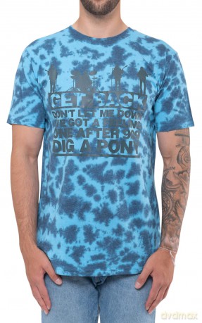 The Beatles: Unisex T-Shirt: Let It Be Songs (Dip-Dye On Light Blue) (Wash Collection) (Medium)