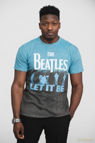 The Beatles: Unisex T-Shirt: Let It Be Split (Blue) (Wash Collection) (Large)