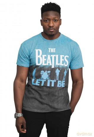 The Beatles: Unisex T-Shirt: Let It Be Split (Blue) (Wash Collection) (Medium)