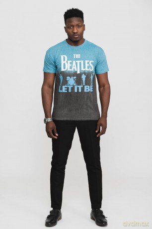 The Beatles: Unisex T-Shirt: Let It Be Split (Blue) (Wash Collection) (Small)