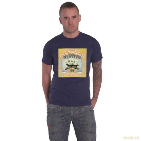 The Beatles: Unisex T-Shirt: Magical Mystery Tour Album Cover (Navy Blue) (Medium)