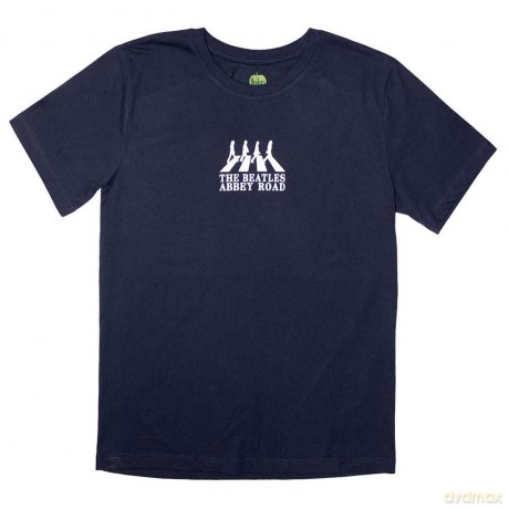 The Beatles: Unisex T-Shirt: Mini Abbey Road Crossing Silhouette (Navy Blue) (X-Large)