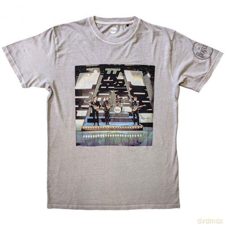 The Beatles: Unisex T-Shirt: On Stage (Grey) (Sleeve Print) (Large)