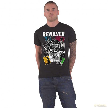 The Beatles: Unisex T-Shirt: Revolver Montage (Black) (Medium)