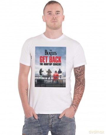 The Beatles: Unisex T-Shirt: Rooftop Concert (White) (Large)