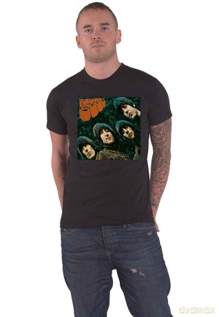 The Beatles: Unisex T-Shirt: Rubber Soul Album Cover (Black) (Small)