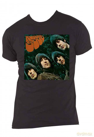 The Beatles: Unisex T-Shirt: Rubber Soul Album Cover (Black) (Small)