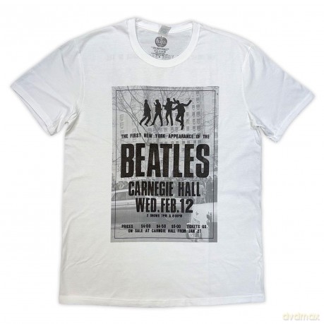 The Beatles: Unisex T-Shirt: Tour '64 Carnegie Hall (White) (Back Print) (Large)