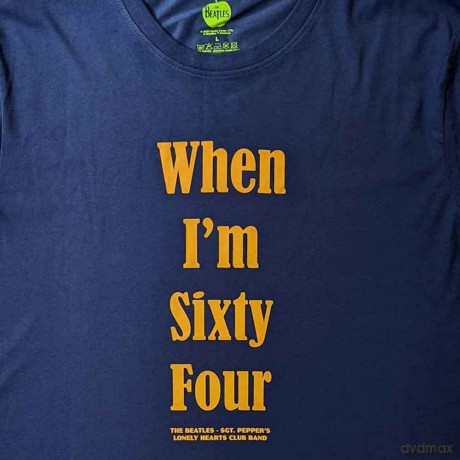 The Beatles: Unisex T-Shirt: When I'm Sixty Four (Blue) (Back Print) (Small)