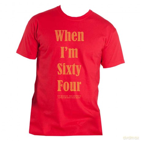 The Beatles: Unisex T-Shirt: When I'm Sixty Four (Red) (Back Print) (Large)