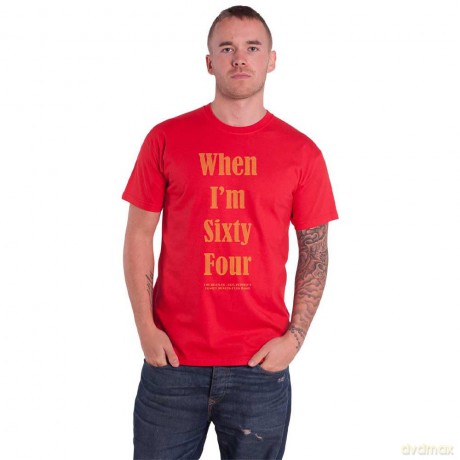 The Beatles: Unisex T-Shirt: When I'm Sixty Four (Red) (Back Print) (XX-Large)