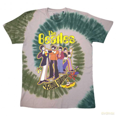 The Beatles: Unisex T-Shirt: Yellow Submarine Band In Line (White) (Wash Collection) (XX-Large)
