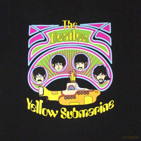 The Beatles: Unisex T-Shirt: Yellow Submarine Heads in Circles v2 (Black) (Small)
