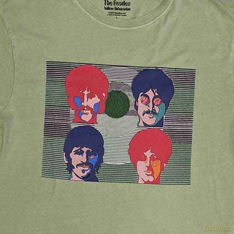 The Beatles: Unisex T-Shirt: Yellow Submarine Magic Piano (Green) (Back Print) (X-Large)