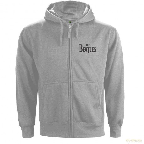 The Beatles: Unisex Zipped Hoodie: Drop T Logo (Grey) (Back Print) (XXX-Large)